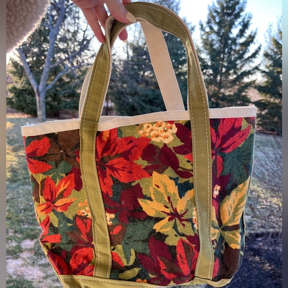 Vintage 90s LLbean boat and tote foliage floral leaves made in USA purse bag - Picture 10 of 15